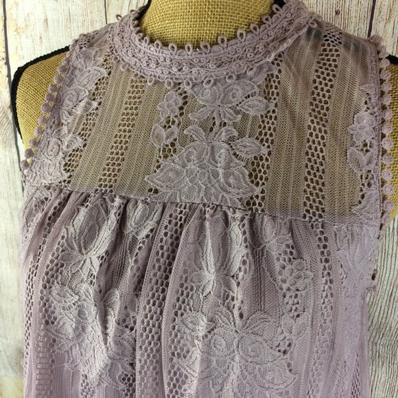 Miss Chievous Lilac Lace Sleeveless Dress Sz M - Picture 4 of 7